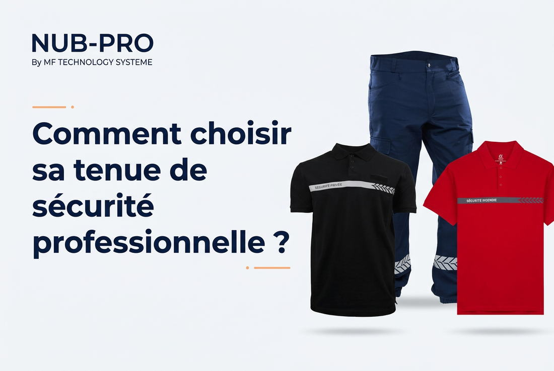 Comment choisir sa tenue de sécurité professionnelle : polos Sécurité privée et Sécurité incendie, pantalon marine à bandes, NUB-PRO.