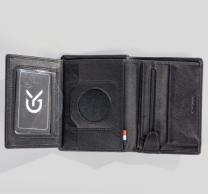 Portefeuille 3 volets en cuir noir – GK 4283