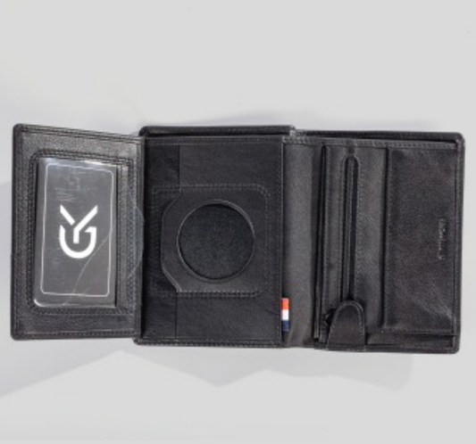 Portefeuille 3 volets en cuir noir – GK 4283