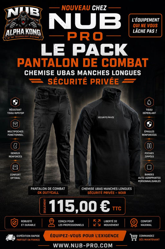 Pack Sécurité Privée UBAS SÉCURITÉ PRIVÉE  + PANTALLON COMBAT NOIR-GK