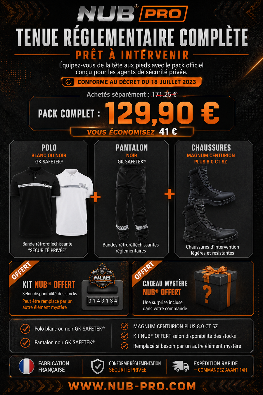 Pack tenue complète sécurité privée