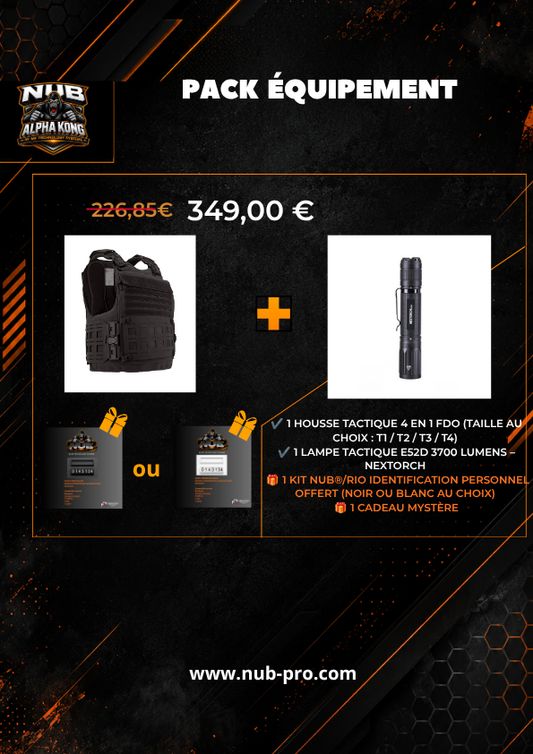 PACK HOUSSE TACTIQUE 4 EN 1 + LAMPE NEXTORCH E52D | Kit NUB® OFFERT