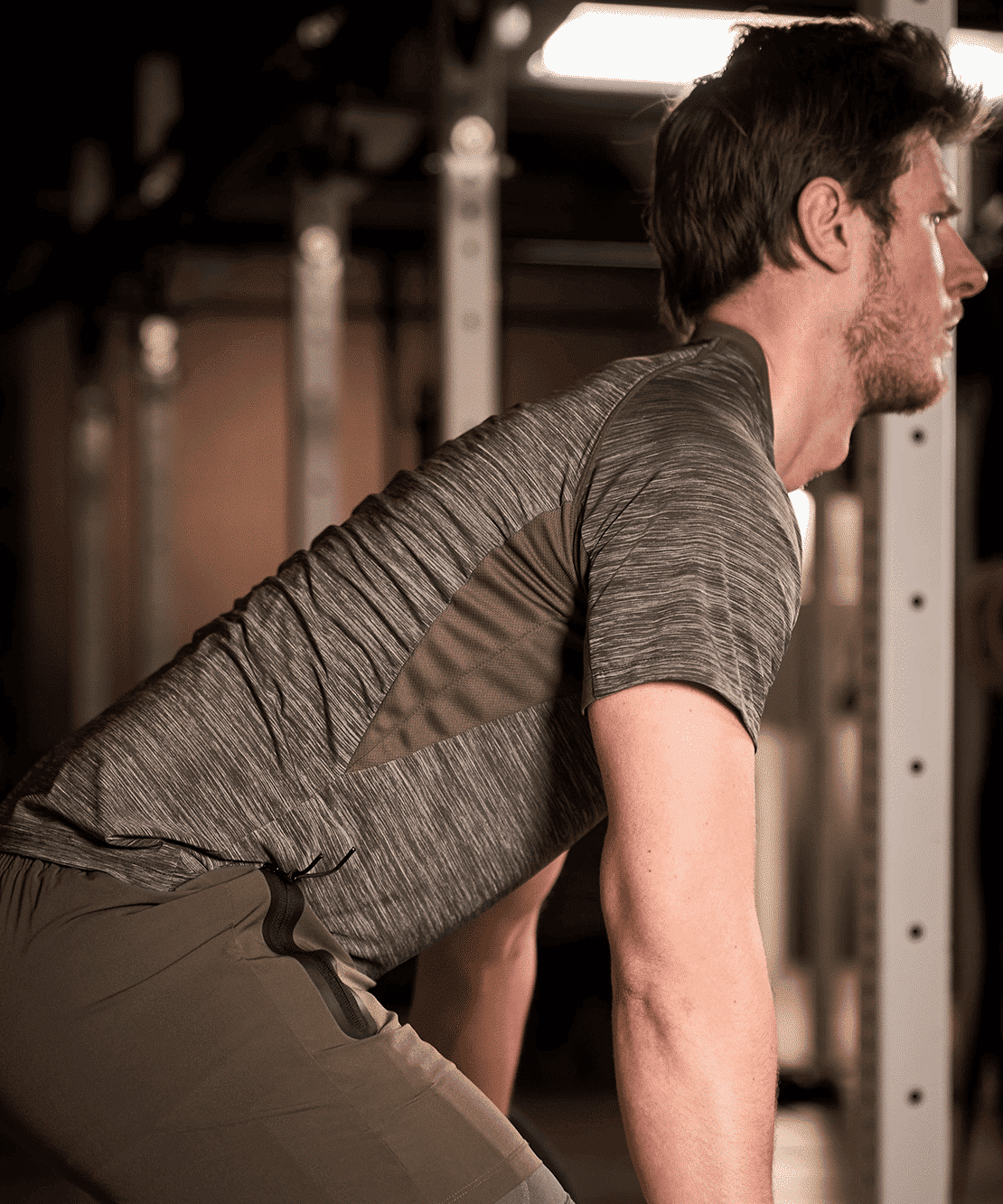 T-shirt de Sport Stamina Kaki / Gris